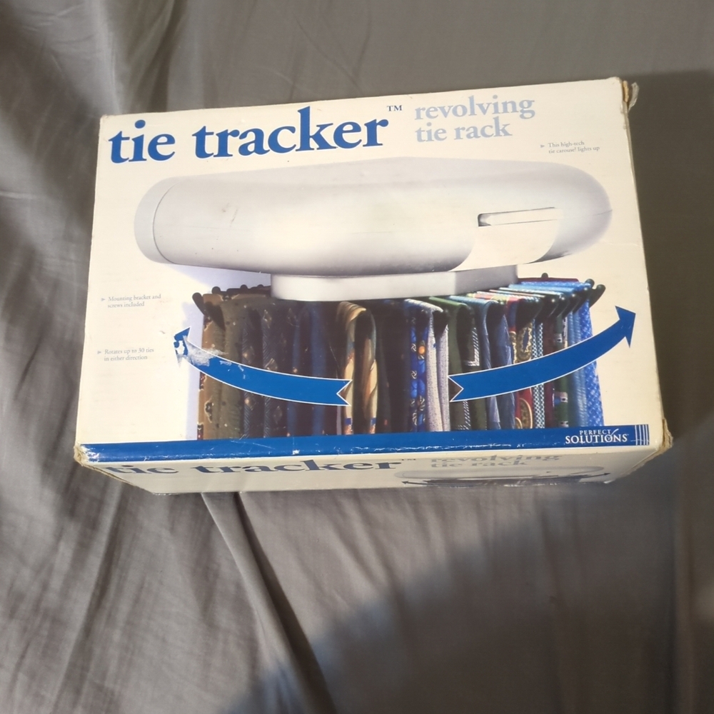 new in box Tie tracker perfect solutions revolving tie rack